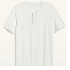 (2) Short-Sleeve White T-Shirt:  Rib-knit Crewneck.  XXXL.  (3) Button.  New